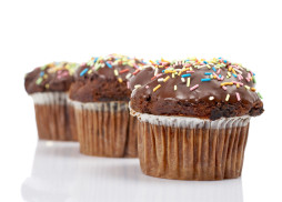 Three tasty muffin with chocolate