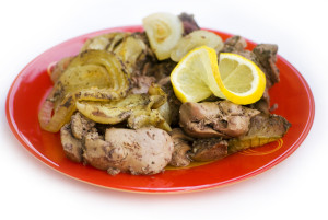 chicken liver with lemon and onion